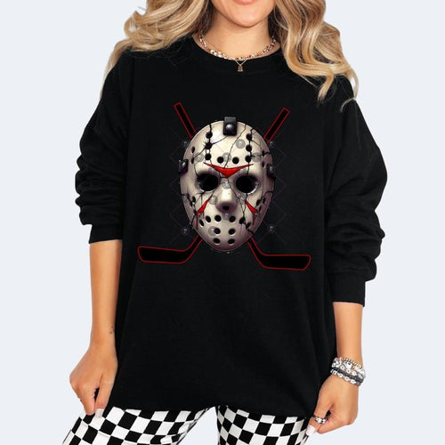 'Vorhees 13'  Halloween Character Long Sleeve Crewneck Sweatshirt T Shirt or Hoodie Casual Poly Cotton Blend Graphic Top...