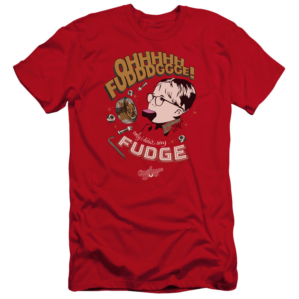 A Christmas Story Fudge Hbo Premium Bella Canvas Slim Fit Mens T Shirt Red Hoodie, Sweatshirt | CiraTrend.com