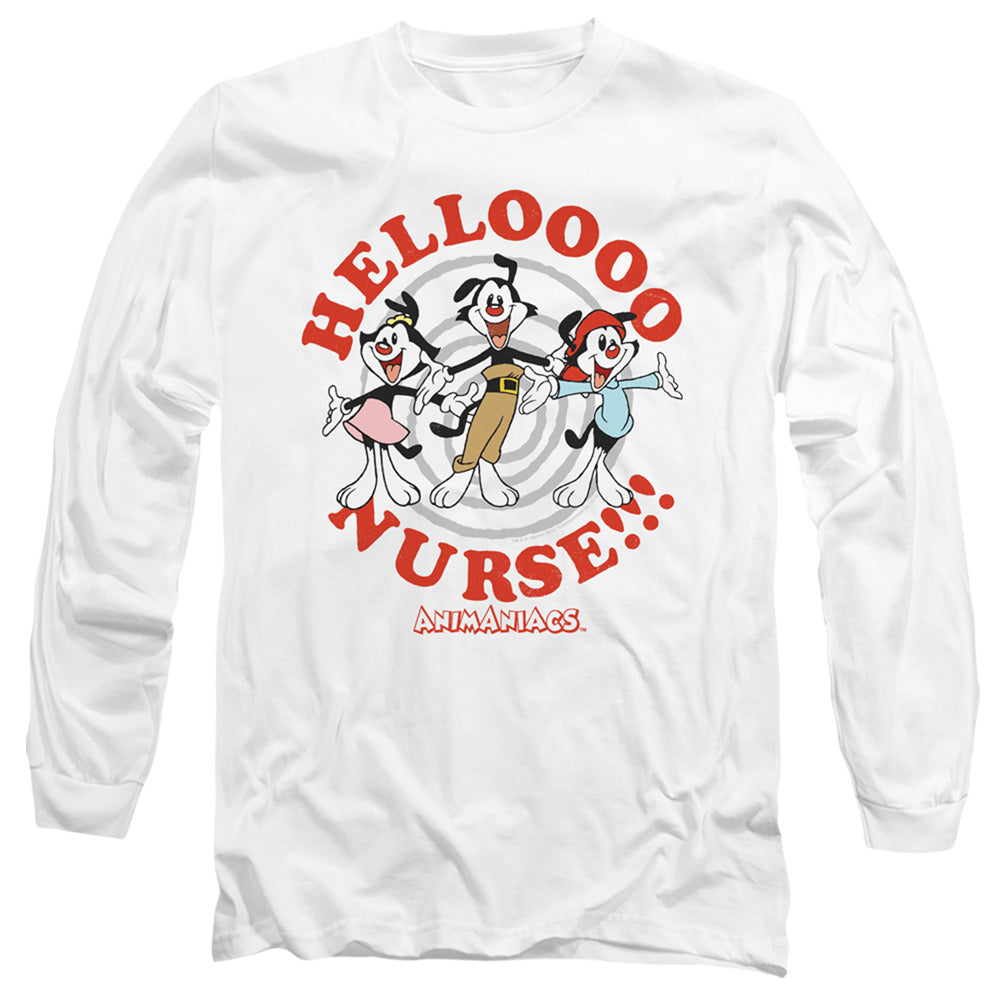 Animaniacs Hello Nurse Mens Long Sleeve Shirt White Hoodie, Sweatshirt | CiraTrend.com (Image 2)