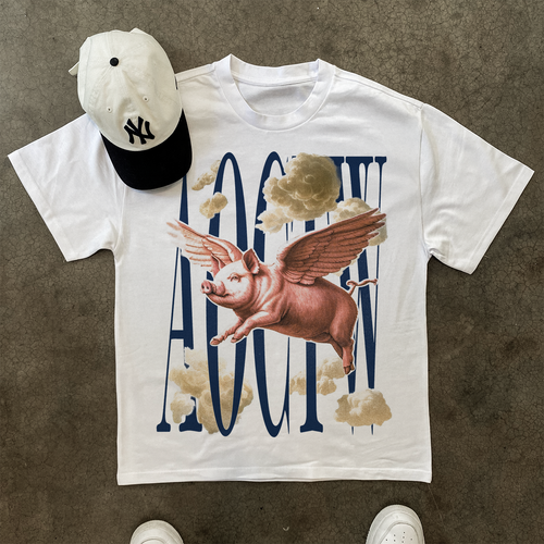 'WHEN PIGS FLY' HEAVYWEIGHT WHITE T-SHIRT Hoodie, Sweatshirt | CiraTrend.com (Image 1)
