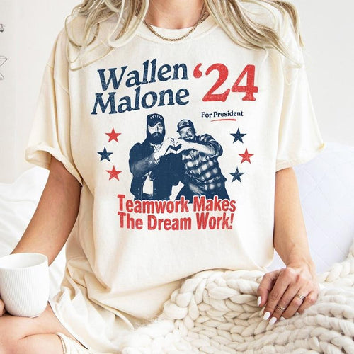 "Wallen Malone 2024 For President, Funny '24 Election Graphic Tee, Vintage Inspired Humor Concert Music T-Shirt, Had Some...
