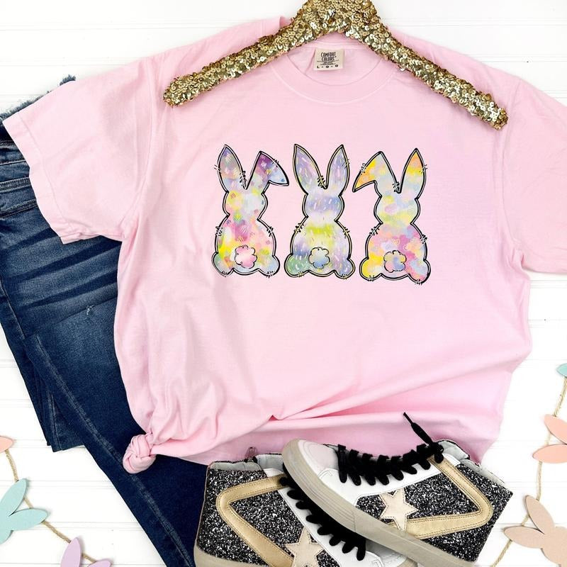 Watercolor Bunnies Comfort Colors T-Shirt Hoodie, Sweatshirt | CiraTrend.com