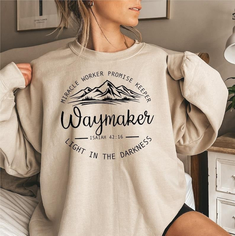 Waymaker Sweatshirt, Faith , Christian , Jesus , Bible Verse, Sweater; T-shirt Cotton Womenswear Women Hoodie | CiraTrend.com