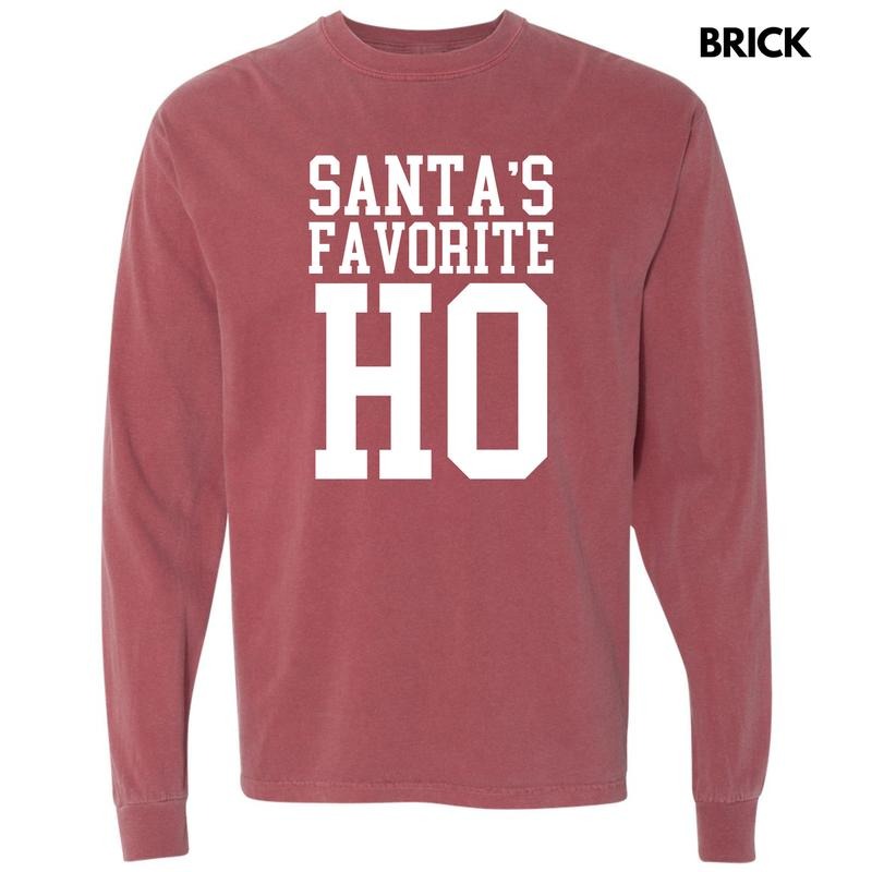 White - Santa's Favorite Ho Long Sleeve Comfort Colors T-Shirt 'NLB' Hoodie, Sweatshirt | CiraTrend.com
