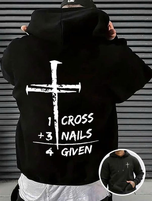 1 Cross 3 Nails 4 Given 2 Sided Hoodie/Sweatshirt(No Hood)/T-Shirt, For Men/Women