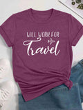 Women's Letter Print Round Neck Tee, Vintage Trendy Casual Short Sleeve T-shirt for Daily Wear, Ladies All Seasons...