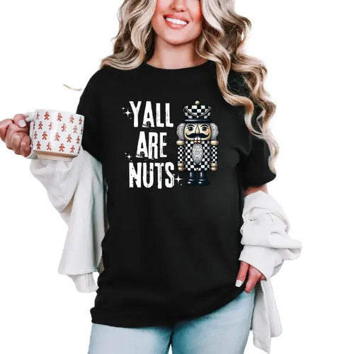 'Ya'll are Nuts' Long Sleeve Crewneck Sweatshirt, Hoodie of TShirt, Comfortable Christmas Pullover Sweater, Holiday Short...