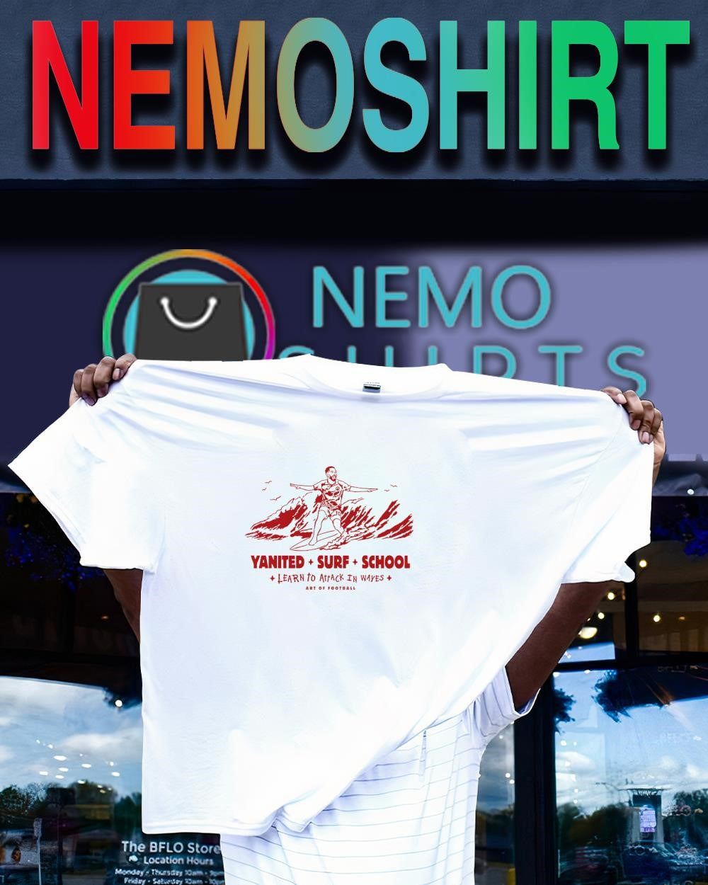 Yanited Surf School learn to atrack in waves shirt