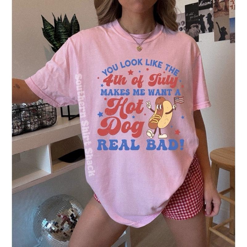 You look like the 4th of July hotdog t shirt  | Blossom comfort colors t shirt | 4th of July hotdog T shirt Hoodie,...