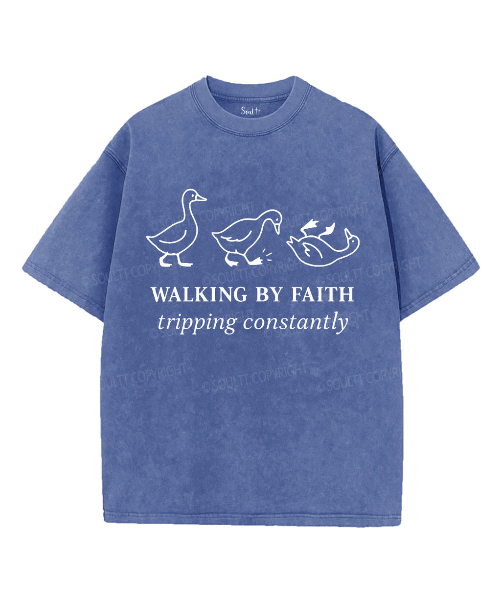 Walking By Faith Unisex Washed Christian T-shirt Hoodie, Sweatshirt | CiraTrend.com (Image 4)