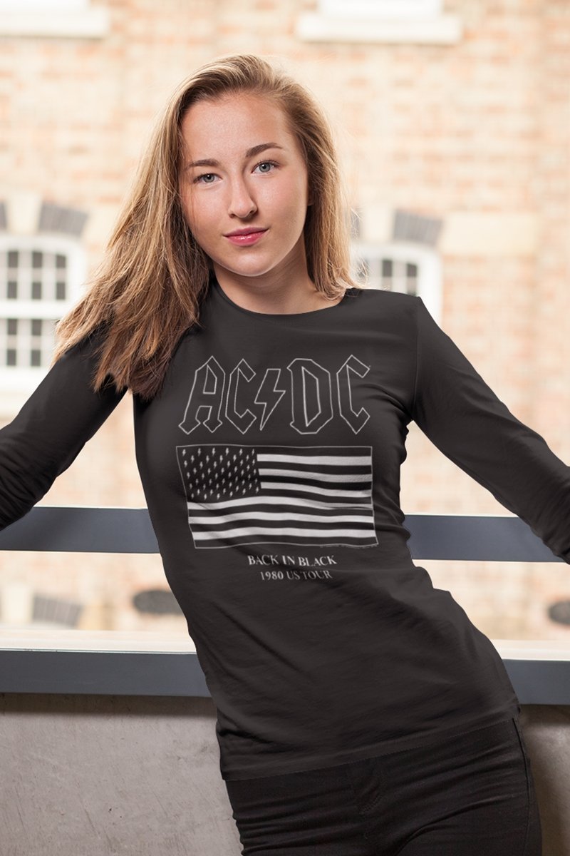AC/DC - US Tour Flag Long Sleeve Boyfriend Tee Hoodie, Sweatshirt | CiraTrend.com (Image 1)