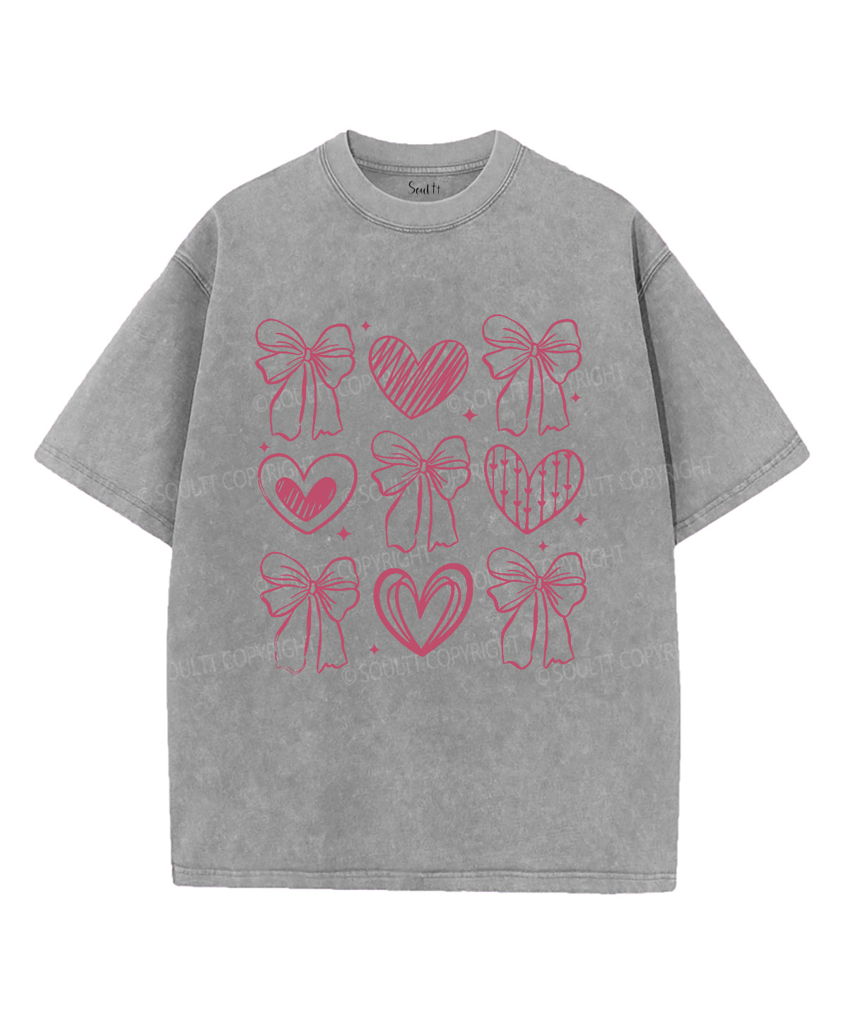 Love Heart Bow Unisex Washed Christian T-shirt Hoodie, Sweatshirt | CiraTrend.com (Image 3)