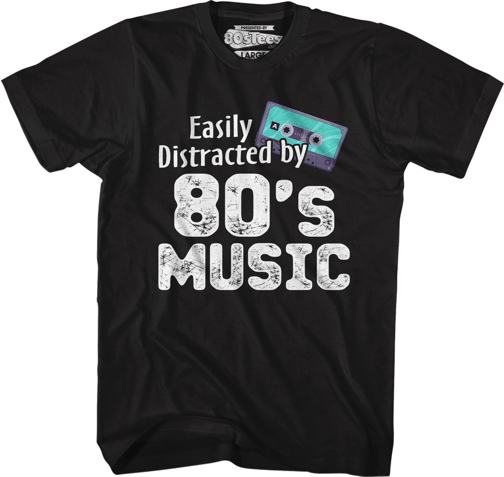 Easily Distracted By 80's Music T-Shirt Hoodie, Sweatshirt | CiraTrend.com (Image 1)