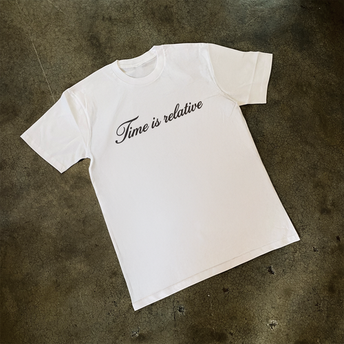 'TIME IS RELATIVE' SCRIPT HEAVYY TEE Hoodie, Sweatshirt | CiraTrend.com (Image 1)