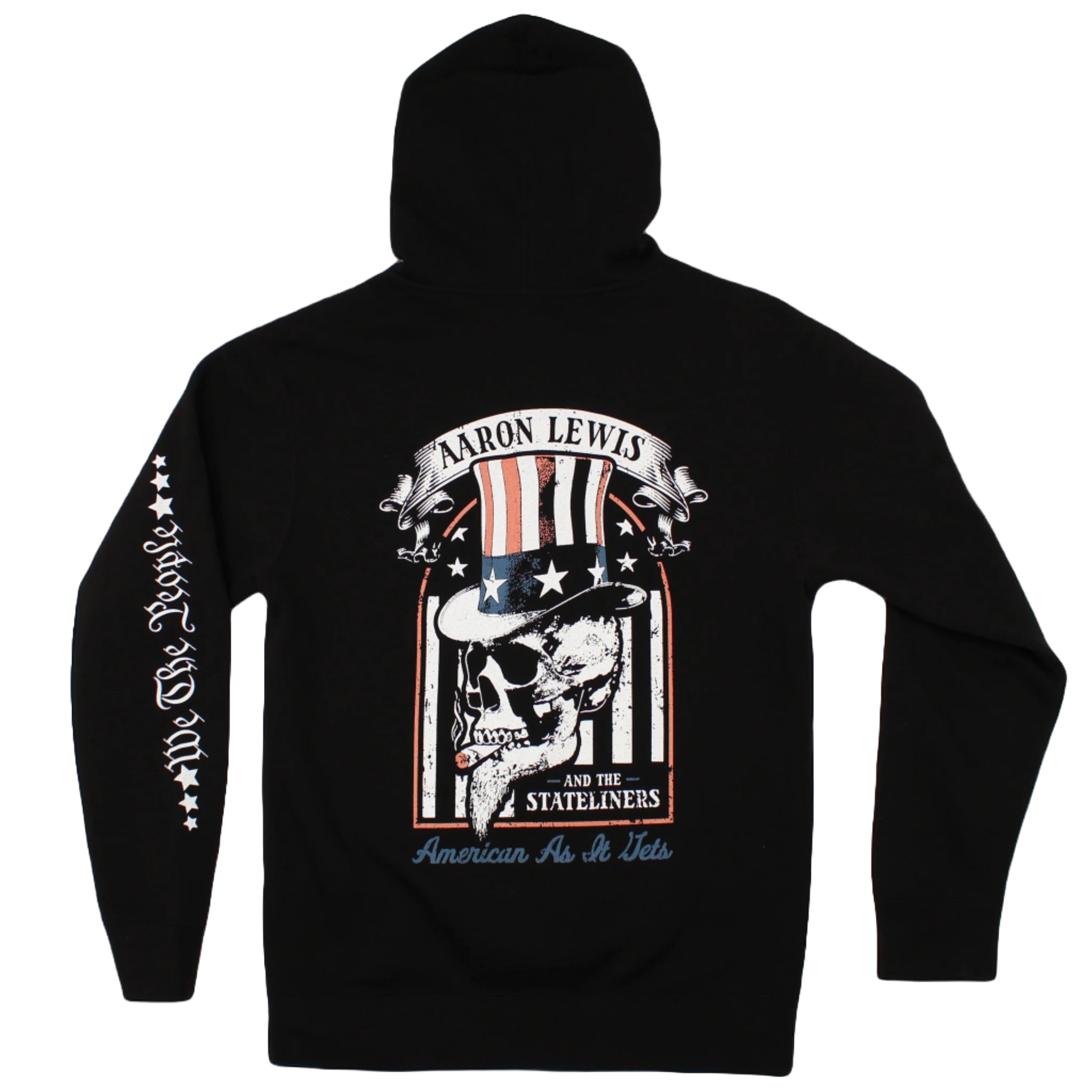 Aaron Lewis Uncle Sam Skull Mens Zip-Up Hoodie Black T-Shirts, Sweatshirt | CiraTrend.com (Image 2)