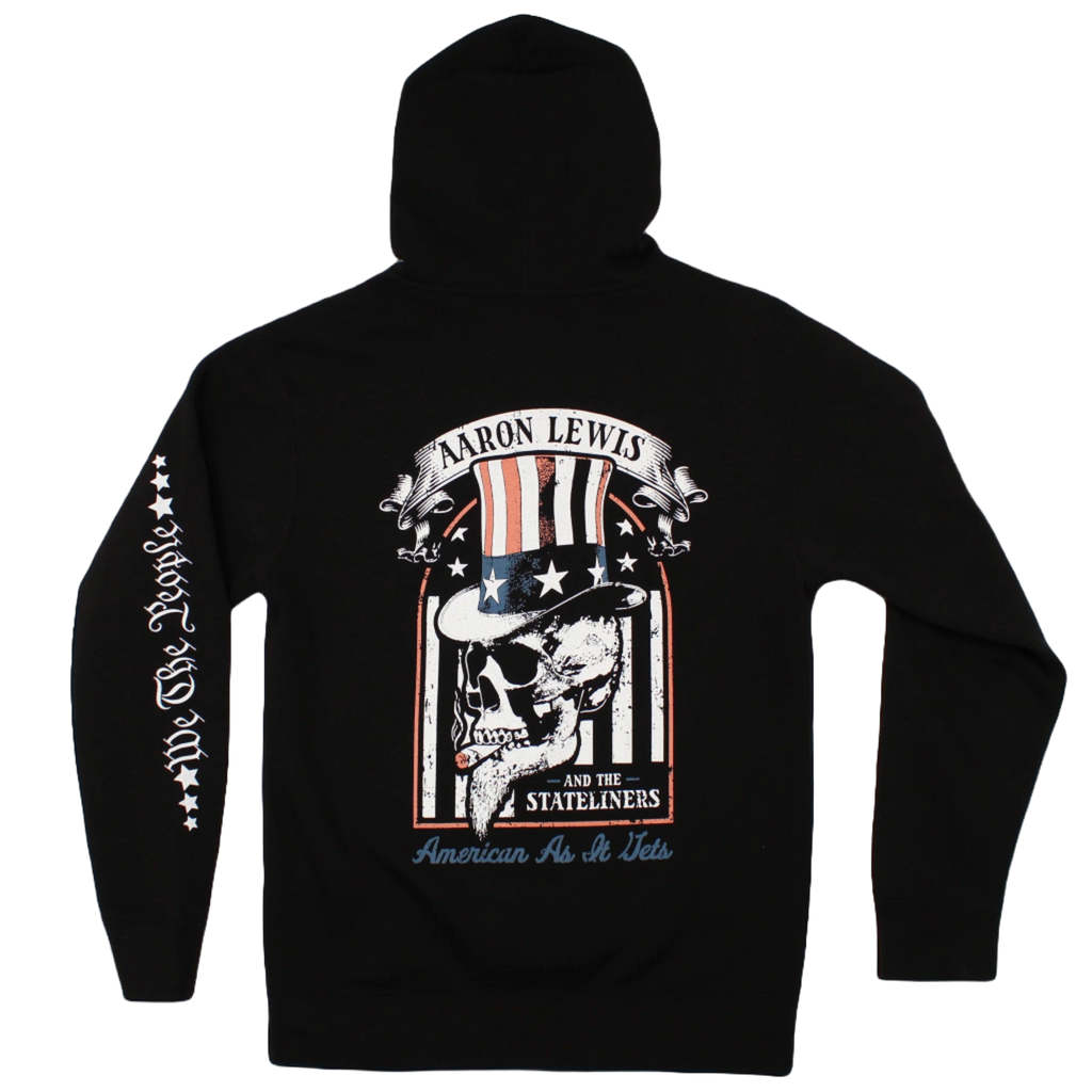 Aaron Lweis Uncle Sam Skull Pullover Mens Hoodie Black T-Shirts, Sweatshirt | CiraTrend.com (Image 2)