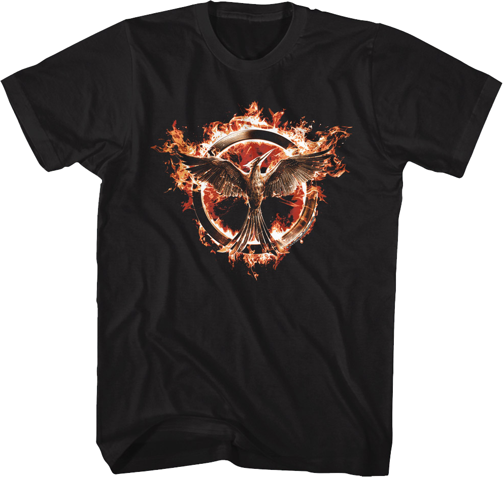 Flaming Mockingjay Hunger Games T-Shirt Hoodie, Sweatshirt | CiraTrend.com (Image 1)