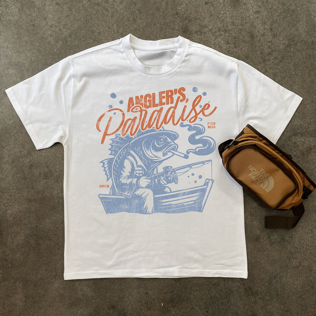 ANGLER'S PARADISE HEAVYWEIGHT WHITE TSHIRT Hoodie, Sweatshirt | CiraTrend.com (Image 1)