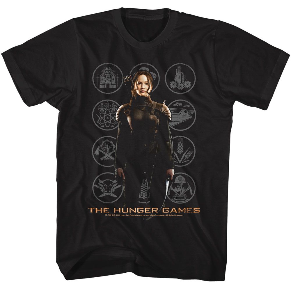 Hunger Games - Katniss With Districts T-Shirt Hoodie, Sweatshirt | CiraTrend.com