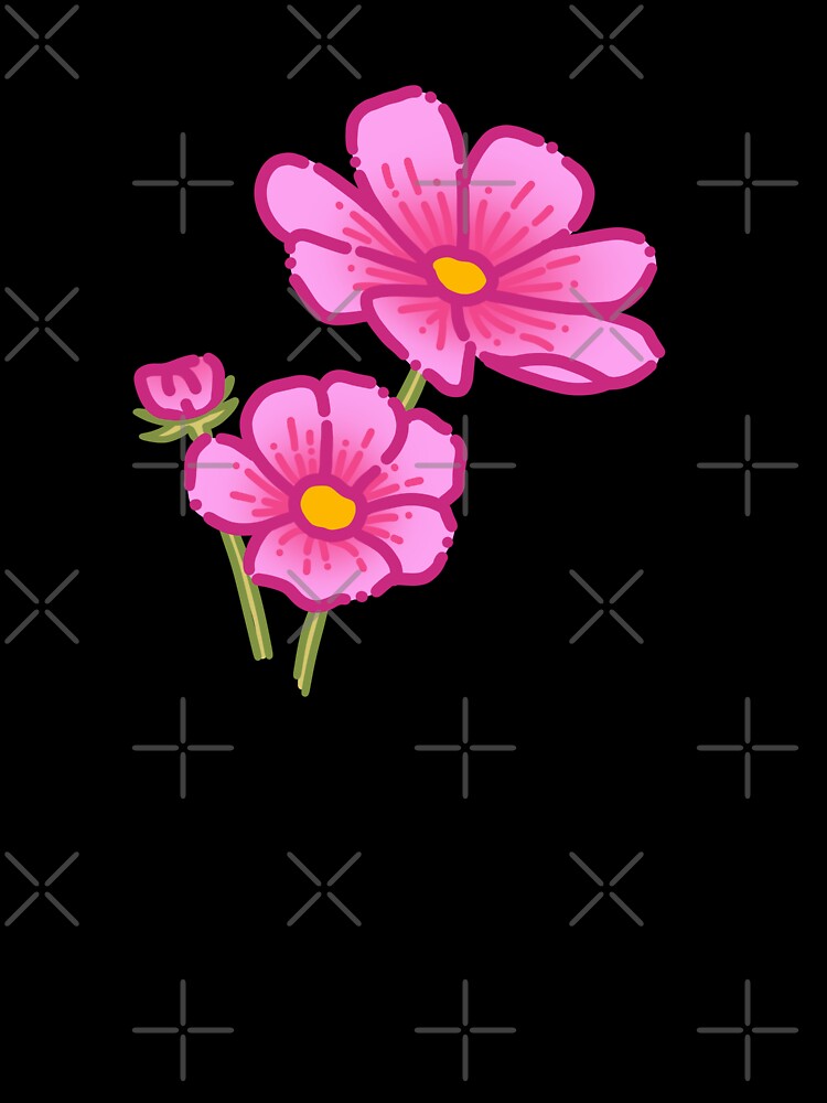 Pink Flowers Simple Drawing by AveryZi