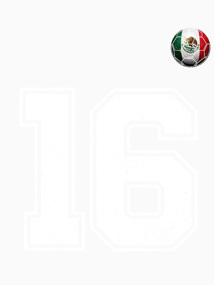 Number 16 Mexico Flag Football Fan by BernoNickel