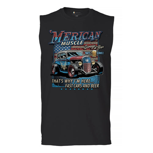 'Merican Muscle Fast Cars and Beer Muscle Shirt Hot Rod Car Show America Men's