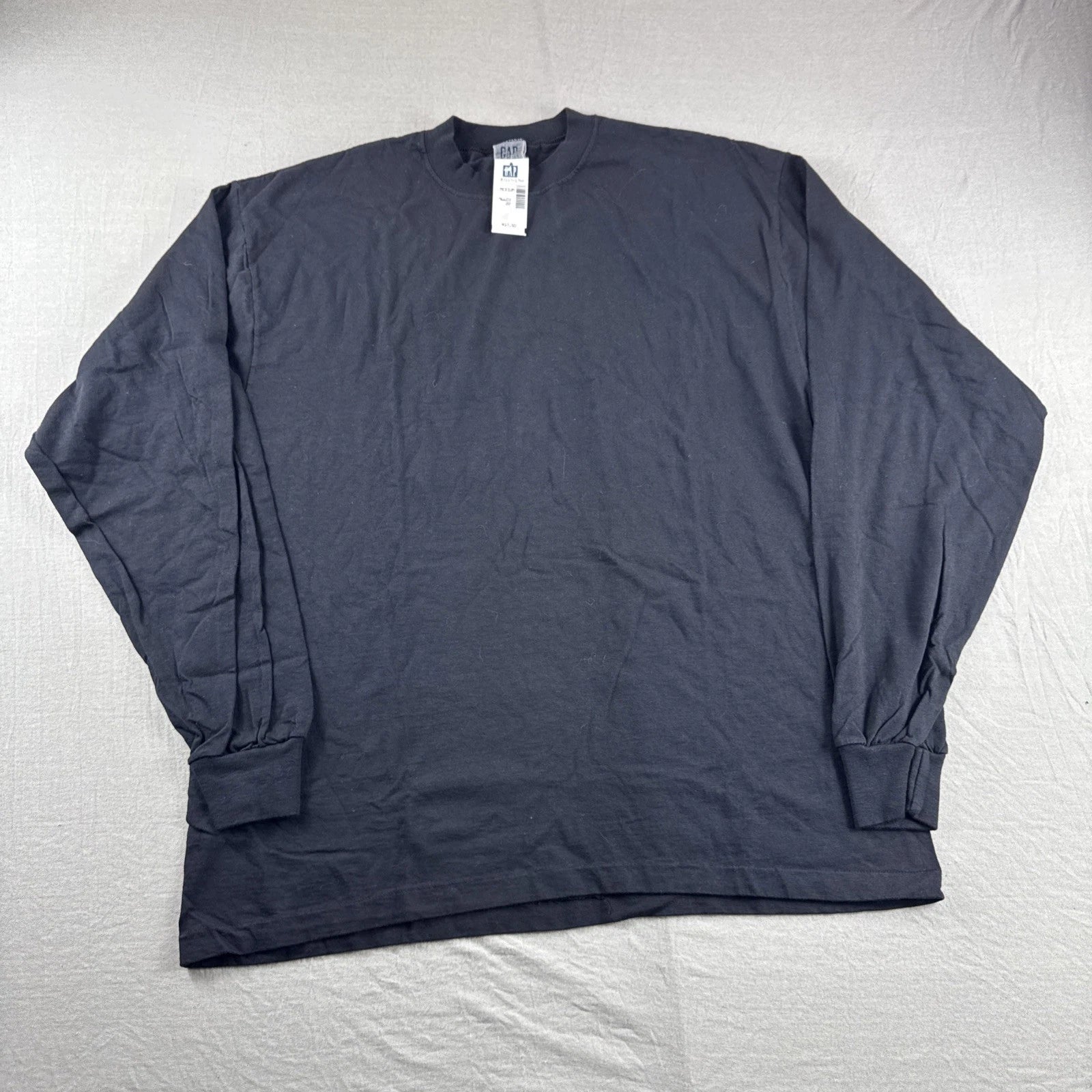Vintage Gap Long Sleeve T-Shirt Mens M Black Crewneck 90s Blank Made in USA NEW