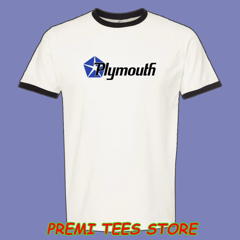 Plymouth Car Classic Men's Ringer Black Size S to 3XL