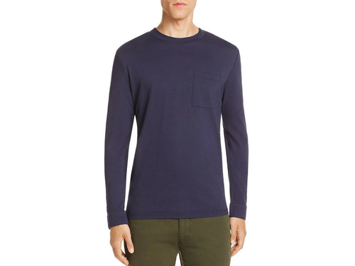 $355 Nn07 Men'S Classic Fit Blue Long Sleeve Crew Neck Top Cotton Tee T Shirt S