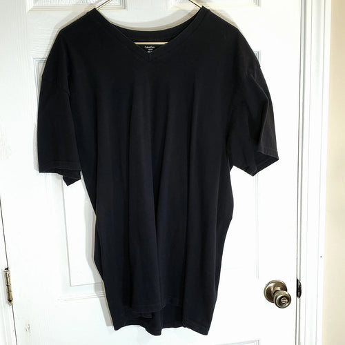 1 Calvin Klein Black V-Neck Mens XL Short Sleeve T-Shirt Soft CLEAN Flawless