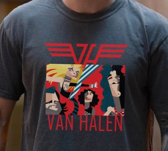 Van Halen T-Shirt Eddie Rock Band on Premium Vintage Black Comfort Colors Tee
