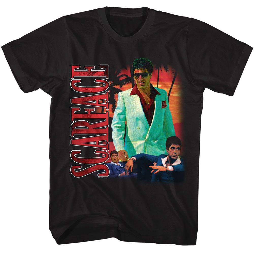 Scarface - Collage With Palm Tree BG T-Shirt Hoodie, Sweatshirt | CiraTrend.com