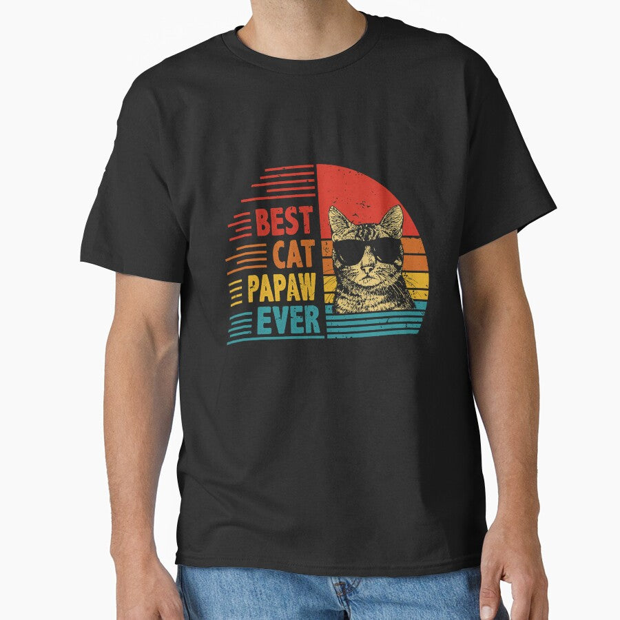 Vintage Retro Best Cat Papaw Ever Funny Cat Lover Father's Day Gift by EdwinaEmmanoiCo