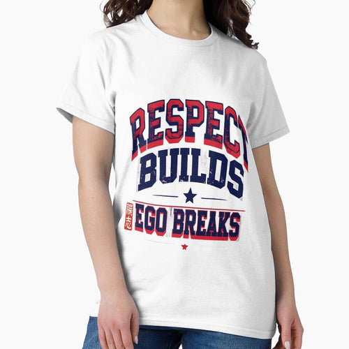 "Respect Builds Ego Breaks" Vintage Football Jersey Style T-Shirt - Retro 80s 90s Athletic Graphic Tee | Unique Streetwear & Inspirational Gift for Him - Motivational Positive Message Apparel by 50ファイターJP