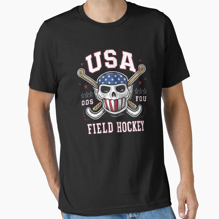 USA FIELD HOCKEY PLAYER .. HOCKEY SKULL WITH USA FLAG by Obinne