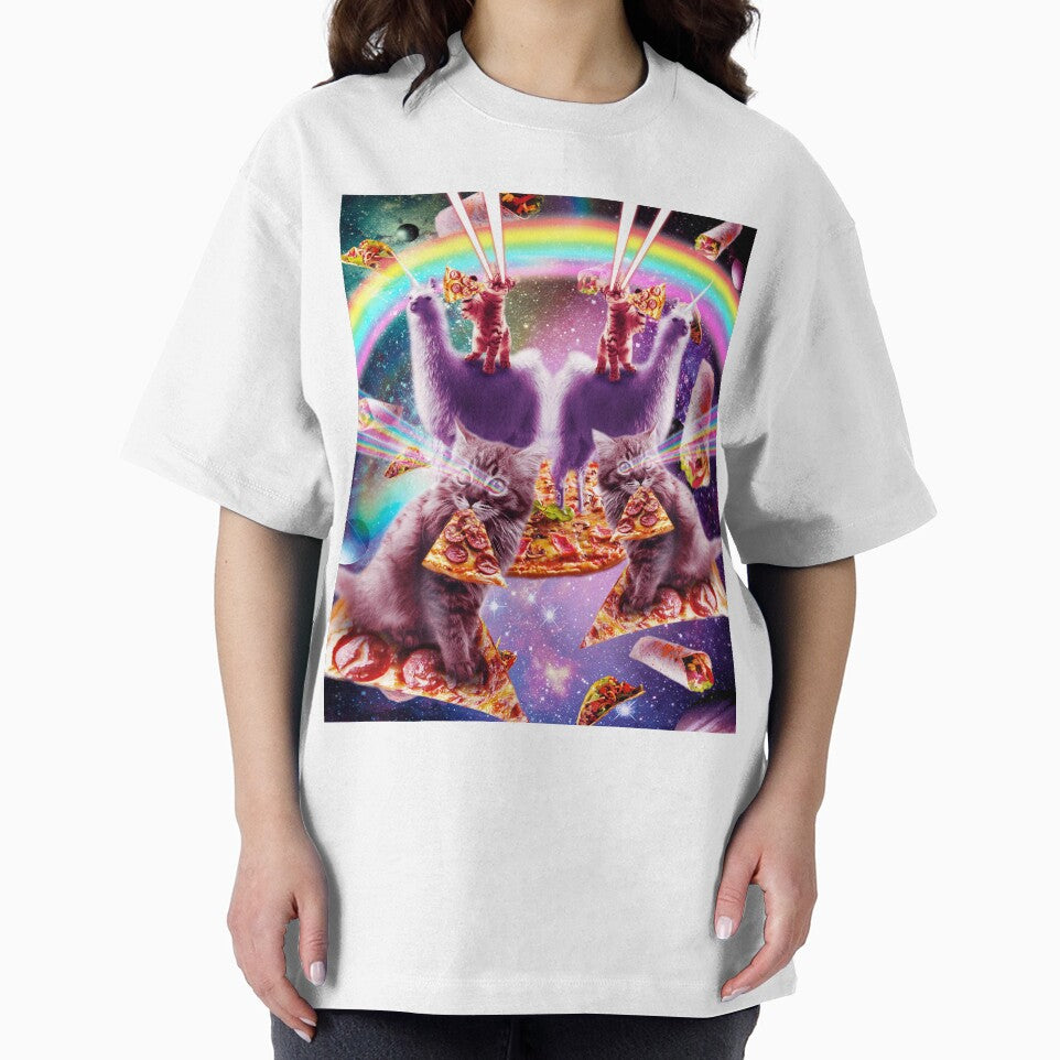 Laser Pizza Cat On Llama, Lazer Kitty Cats In Rainbow Space by SkylerJHill