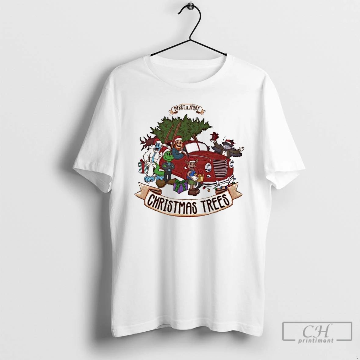 Classic Squatch Merry Hairy Christmas Trees T Shirts