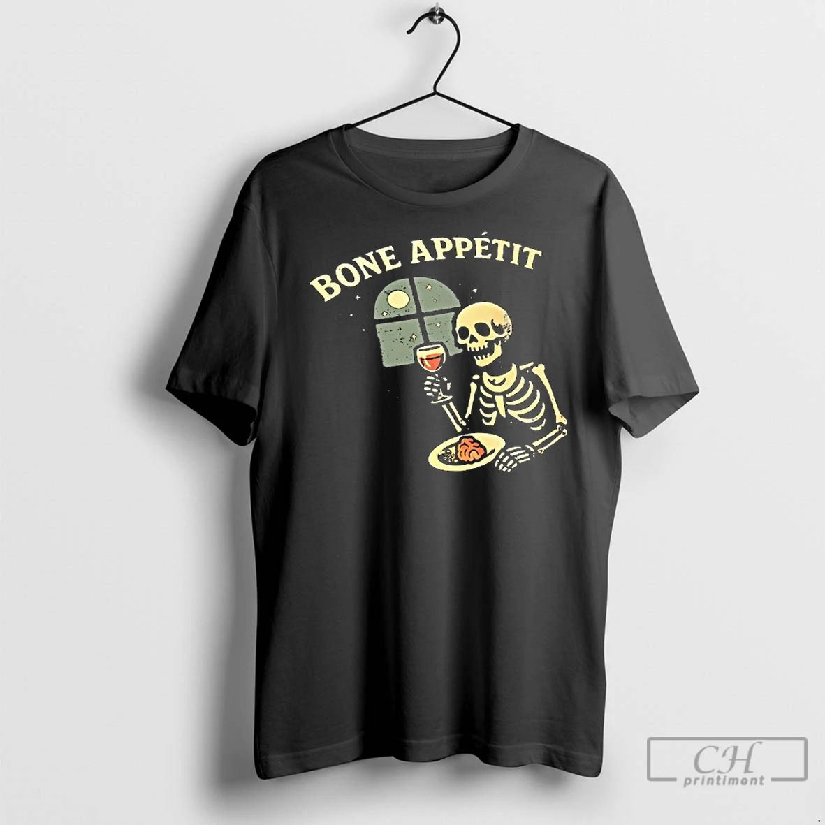 Classic Skeleton Eating Brain Bone Appetit