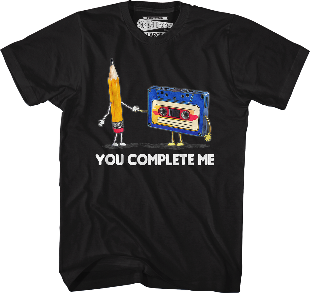 You Complete Me Pencil & Cassette T-Shirt Hoodie, Sweatshirt | CiraTrend.com (Image 1)